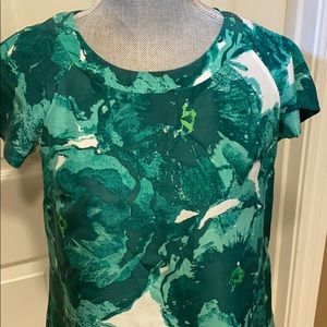 Banana Republic Green Floral Silk Tunic Top